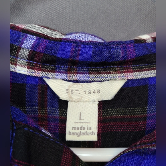 Cato Est. 1946 Vivid Blue Plaid Longsleev Top - Picture 5 of 8